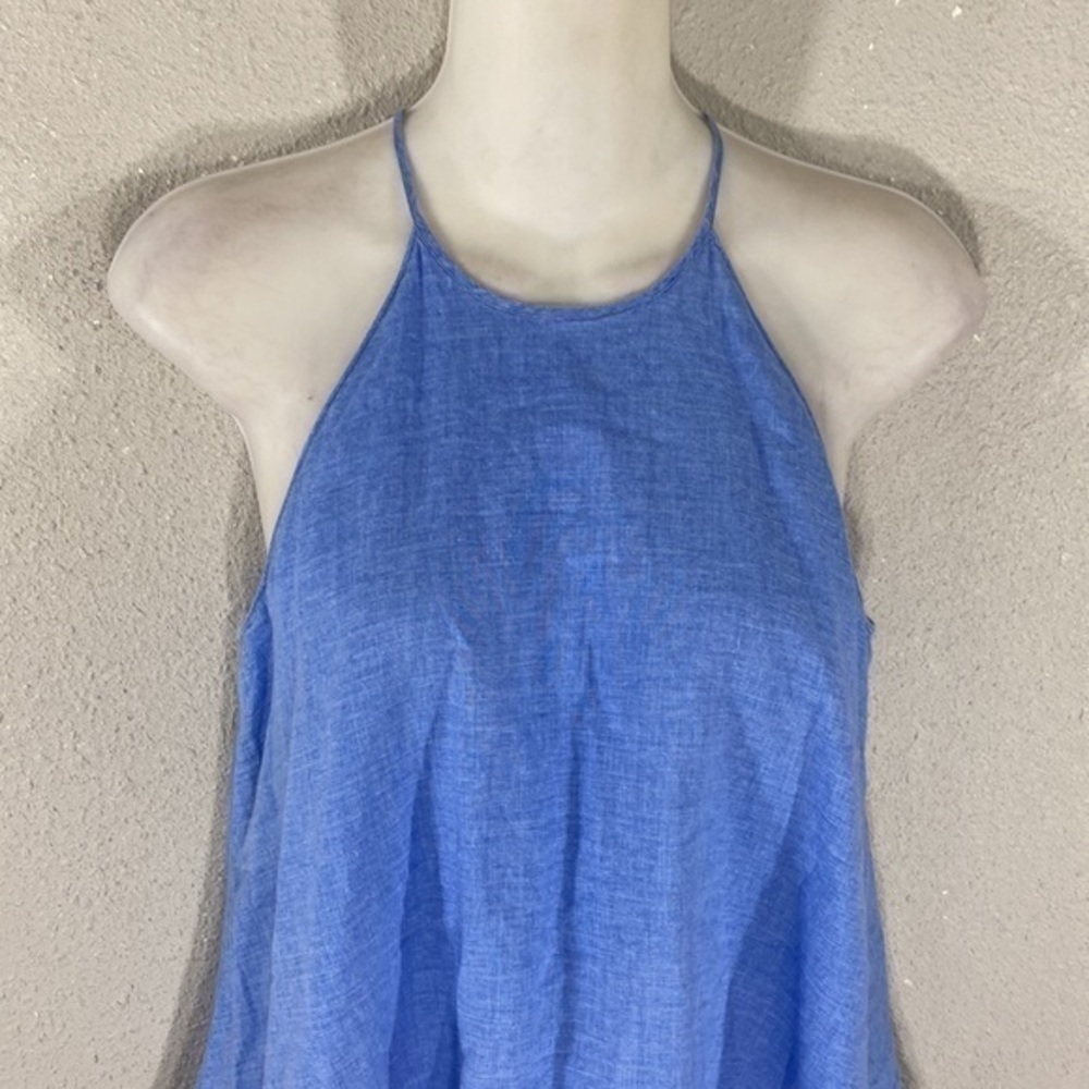 Tory Burch blue halter crop tassel trim top 0 P5 - Picture 3 of 14